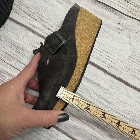 Birkenstock Papillio Fanny Suede Leather Wedge Charcoal Size 40 US 9 - Picture 7 of 11